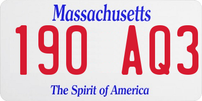 MA license plate 190AQ3