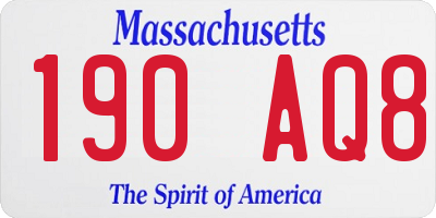 MA license plate 190AQ8