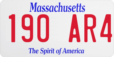 MA license plate 190AR4