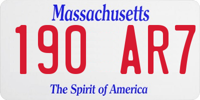 MA license plate 190AR7
