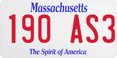 MA license plate 190AS3