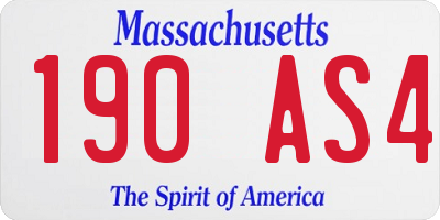 MA license plate 190AS4