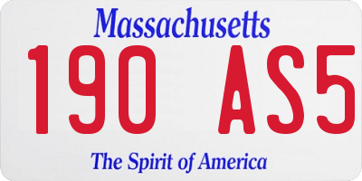 MA license plate 190AS5