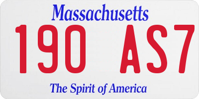 MA license plate 190AS7