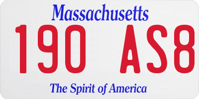 MA license plate 190AS8
