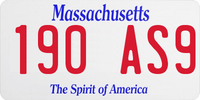 MA license plate 190AS9