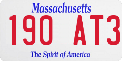 MA license plate 190AT3