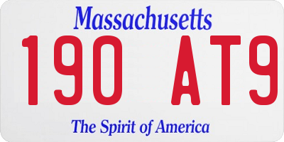 MA license plate 190AT9