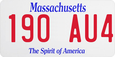 MA license plate 190AU4