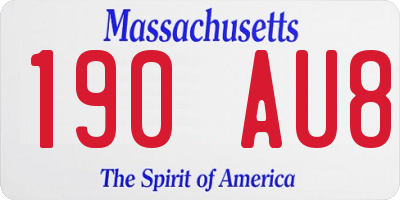 MA license plate 190AU8