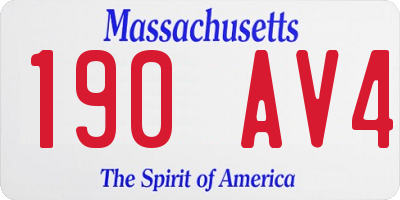 MA license plate 190AV4