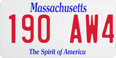 MA license plate 190AW4