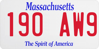 MA license plate 190AW9