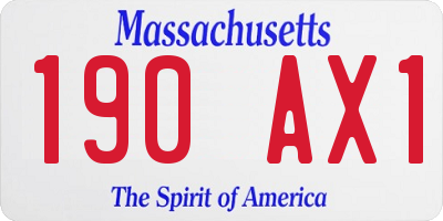MA license plate 190AX1