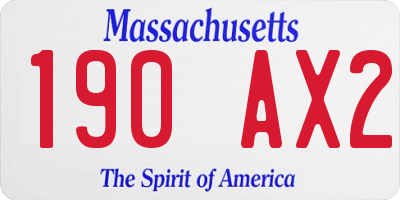 MA license plate 190AX2