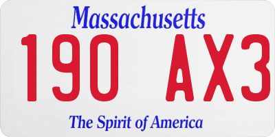 MA license plate 190AX3