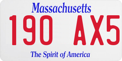 MA license plate 190AX5