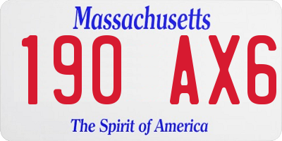 MA license plate 190AX6