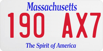 MA license plate 190AX7