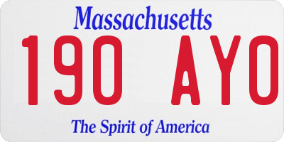 MA license plate 190AY0