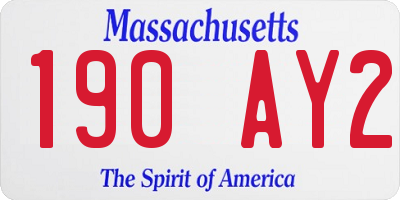 MA license plate 190AY2