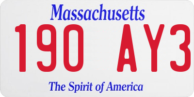 MA license plate 190AY3