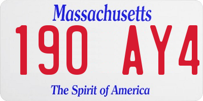 MA license plate 190AY4