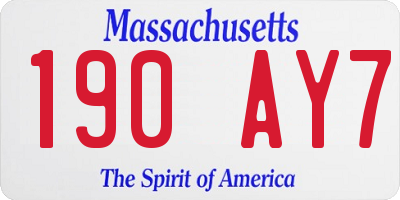 MA license plate 190AY7