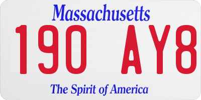MA license plate 190AY8