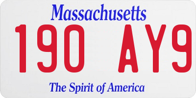 MA license plate 190AY9