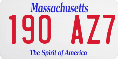 MA license plate 190AZ7
