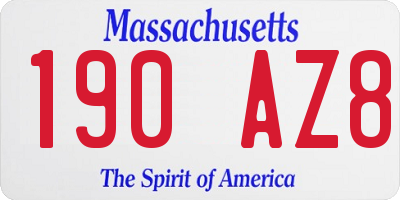 MA license plate 190AZ8