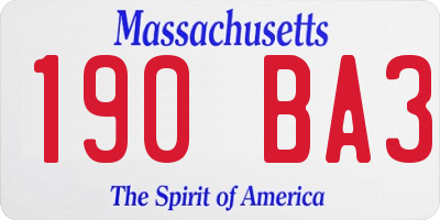 MA license plate 190BA3