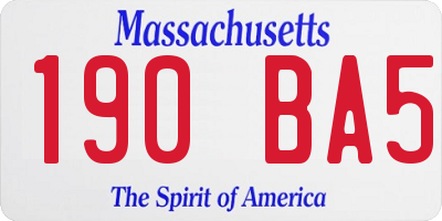 MA license plate 190BA5