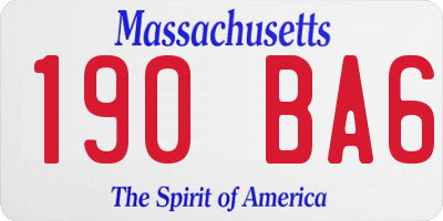 MA license plate 190BA6