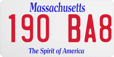 MA license plate 190BA8