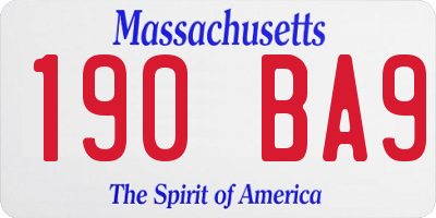 MA license plate 190BA9