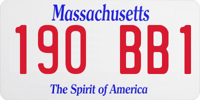 MA license plate 190BB1
