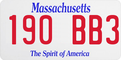 MA license plate 190BB3