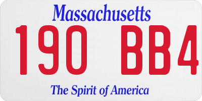 MA license plate 190BB4