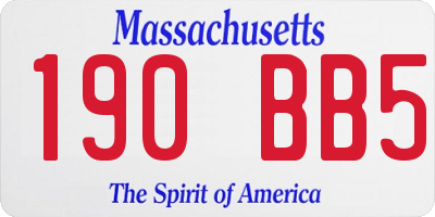 MA license plate 190BB5