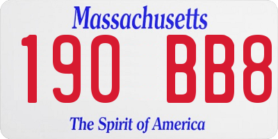 MA license plate 190BB8