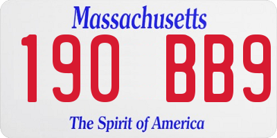 MA license plate 190BB9