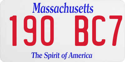 MA license plate 190BC7