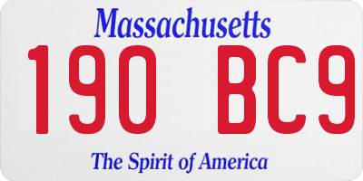MA license plate 190BC9