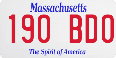MA license plate 190BD0