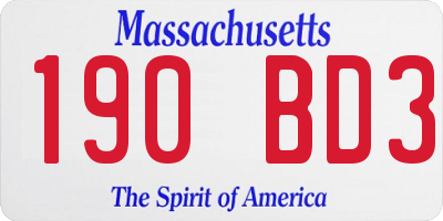 MA license plate 190BD3