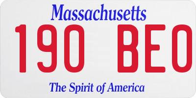 MA license plate 190BE0