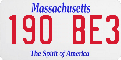 MA license plate 190BE3