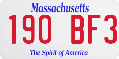 MA license plate 190BF3